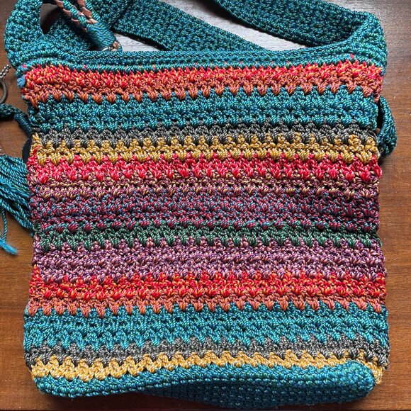 The Sak Crochet Crossbody Bag Boho Multicolor Knit Purse Tassel Festival Hippie - Picture 2 of 6
